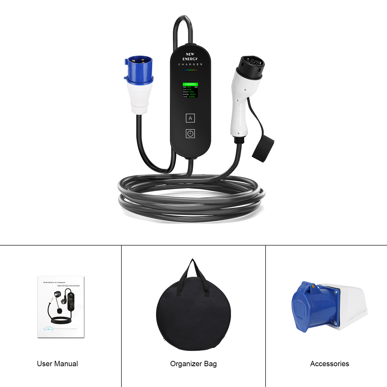 Stazione di ricarica portatile - Portable Ev Charger 32A Type 2 Cee Plug recensione e prezzo