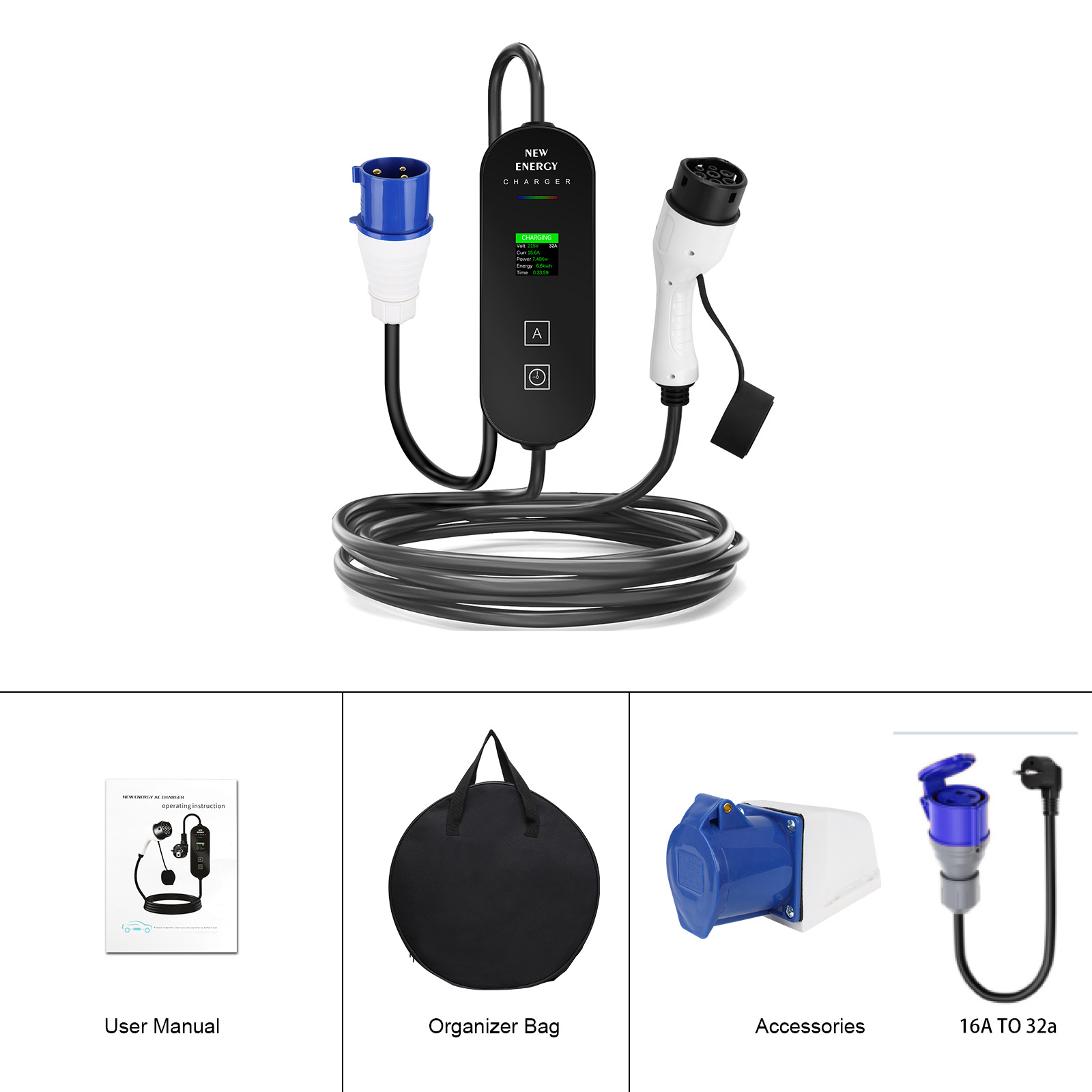 Stazione di ricarica portatile - Portable Ev Charger 32A Type 2 Cee Plug recensione e prezzo